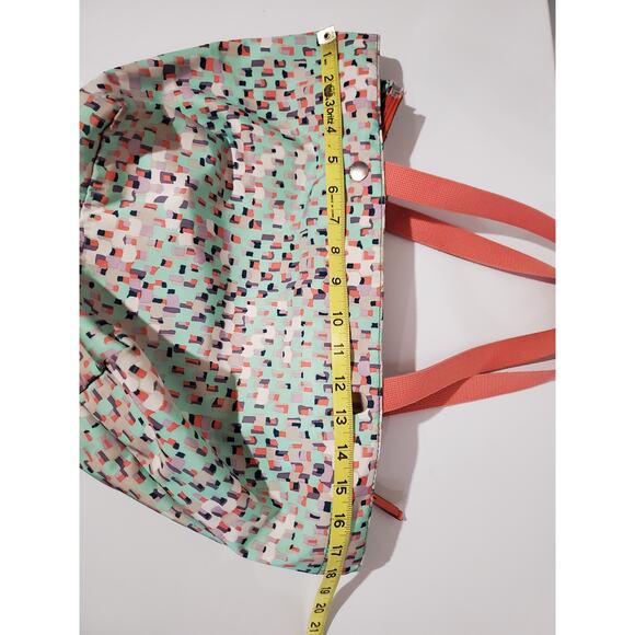 Fossil Keyper EW Shopper Tote Seafoam Blue Coral Multi Large Shoulder Bag 2017 - Picture 13 of 15